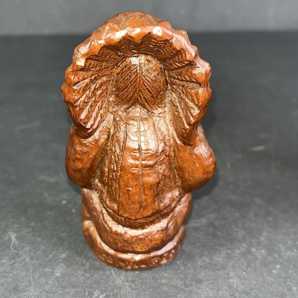 Vtg Native American Indian Chief Figurine Statue 3.5" 1988 Peace Pipe Red Mill - Picture 3 of 6